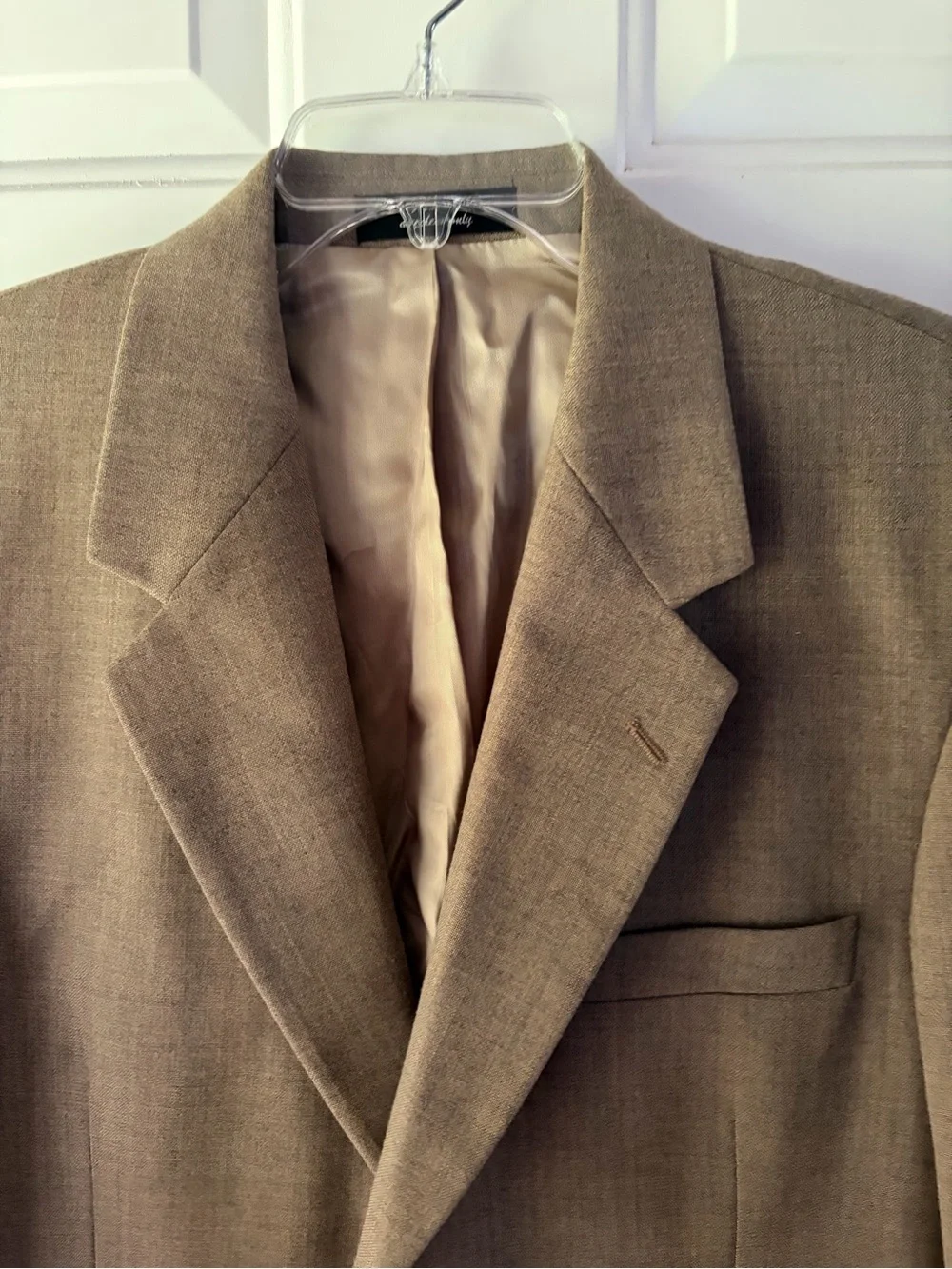 Vintage Hunt Valley Brown sharkskin effect 100% worsted wool Blazer sport coat